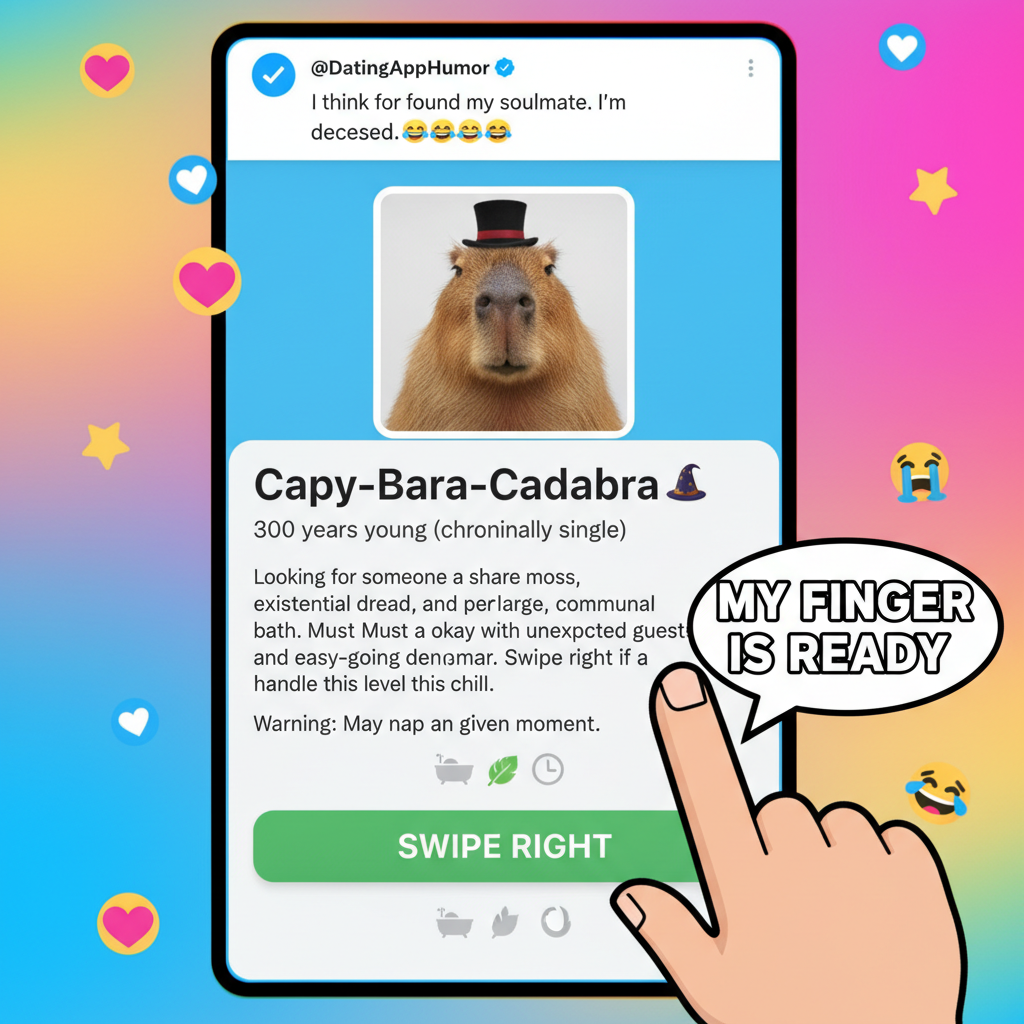 Dating app bio: 'Looking for someone to share my fries with.' Swipe right.