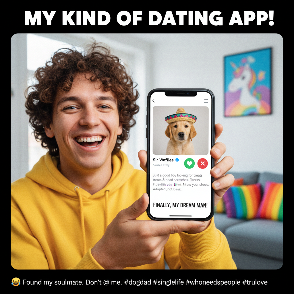 Swiped right on a profile that was just a picture of a dog. It was a win. #DatingApps