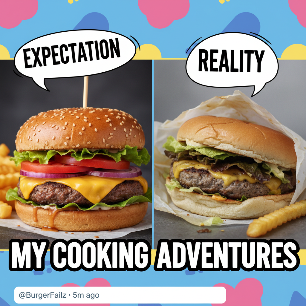 Ordered a gourmet burger. Got a sad patty on a soggy bun. My disappointment is immeasurable.