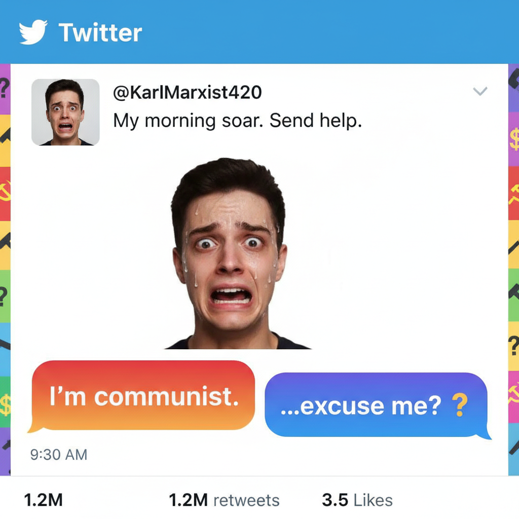 Autocorrect just changed 'I'm coming' to 'I'm communist.' My boss is gonna love this. 🤦‍♀️
