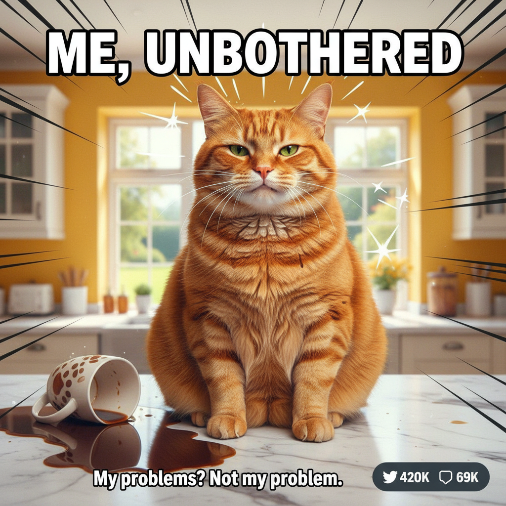 My cat just knocked over my coffee, then stared at me like I was the problem. The AUDACITY.