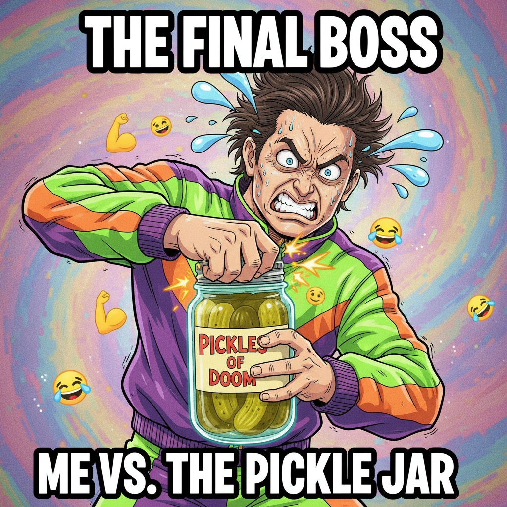 When the anime protagonist energy hits but you're just trying to open a pickle jar.