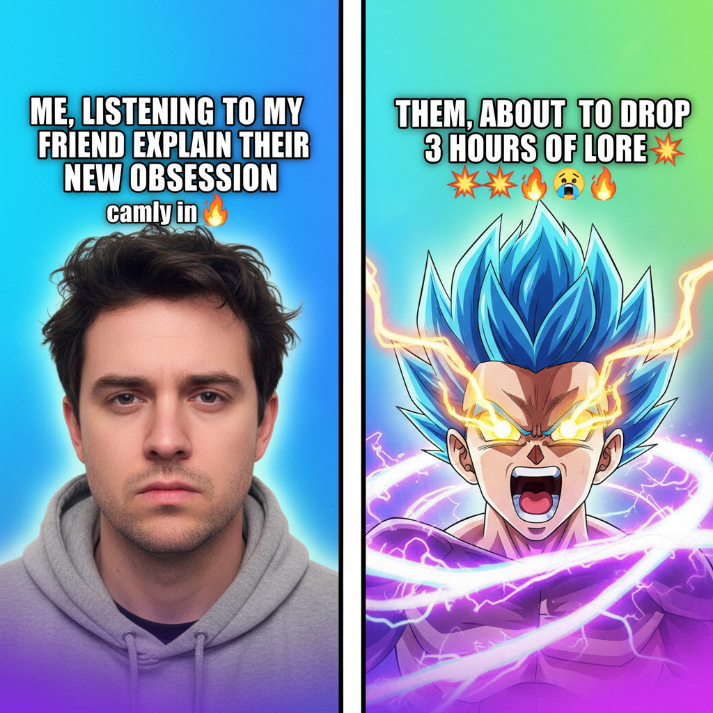 Me trying to react calmly to a minor inconvenience vs. my inner anime protagonist