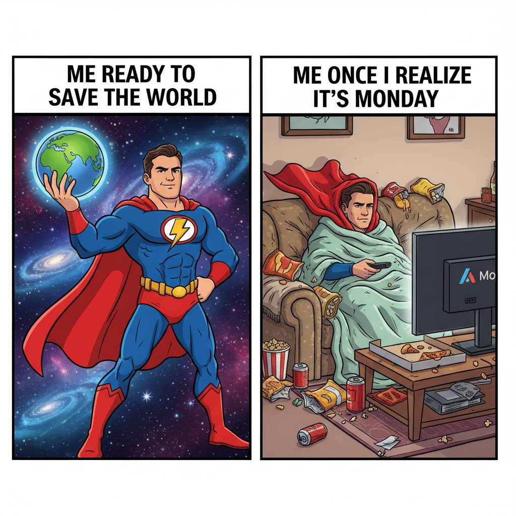 My Friday night plans: World domination. My Friday night reality: Domination of my couch.