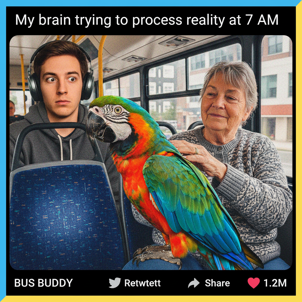 Someone just brought a full-sized parrot on the bus. This is my life now.