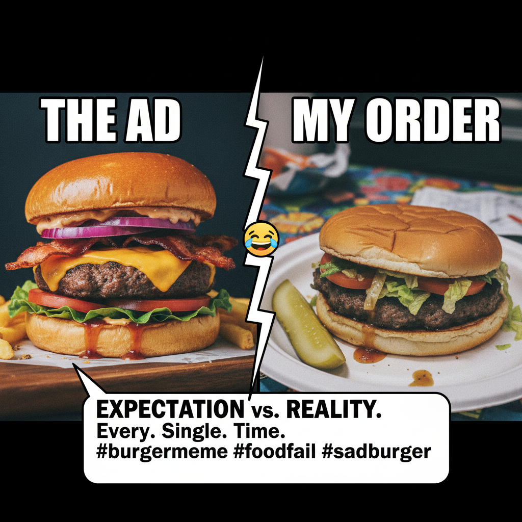 Ordered a gourmet burger, got a sad patty on a soggy bun. The audacity.