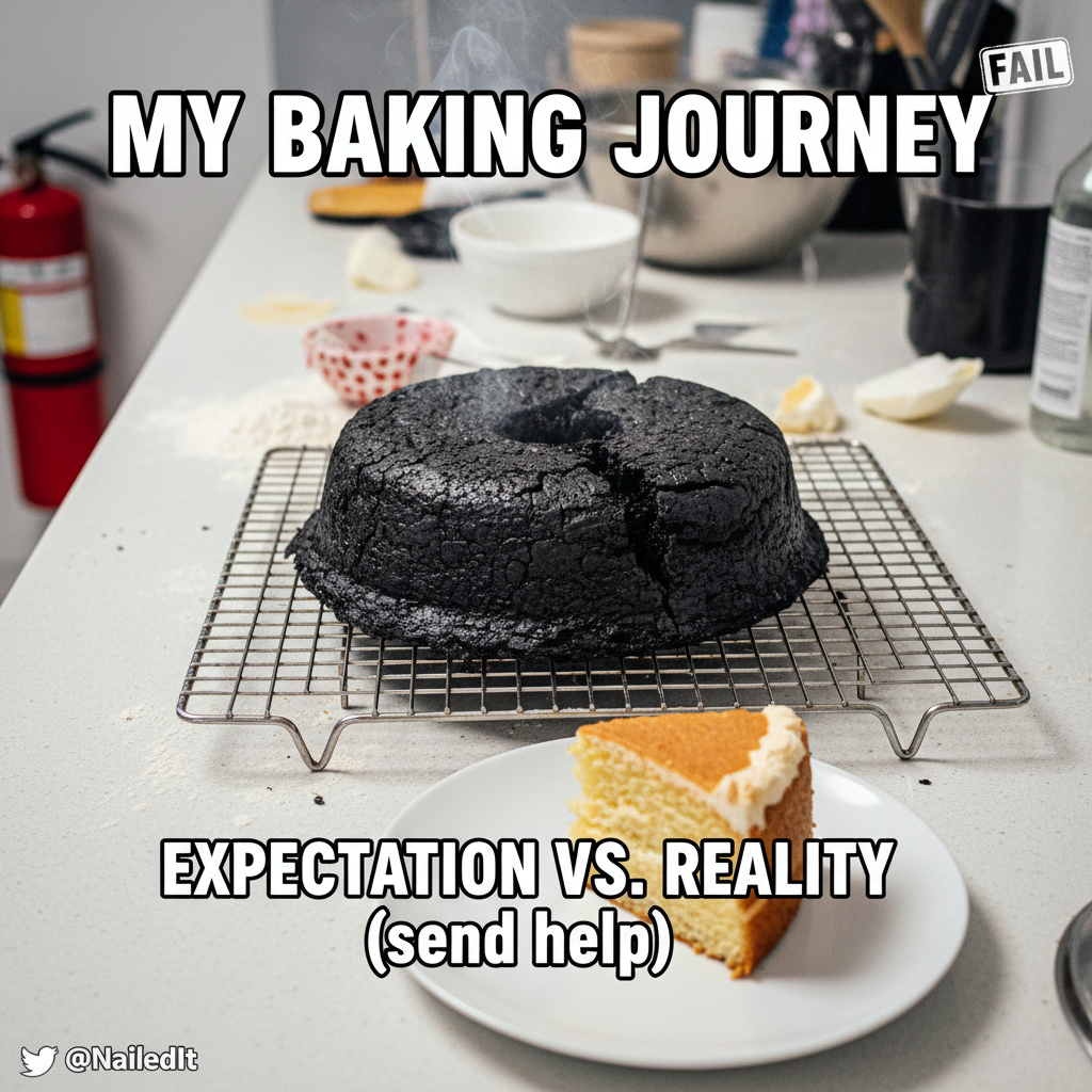 Tried to make a cake from scratch. Ended up with a charcoal frisbee.