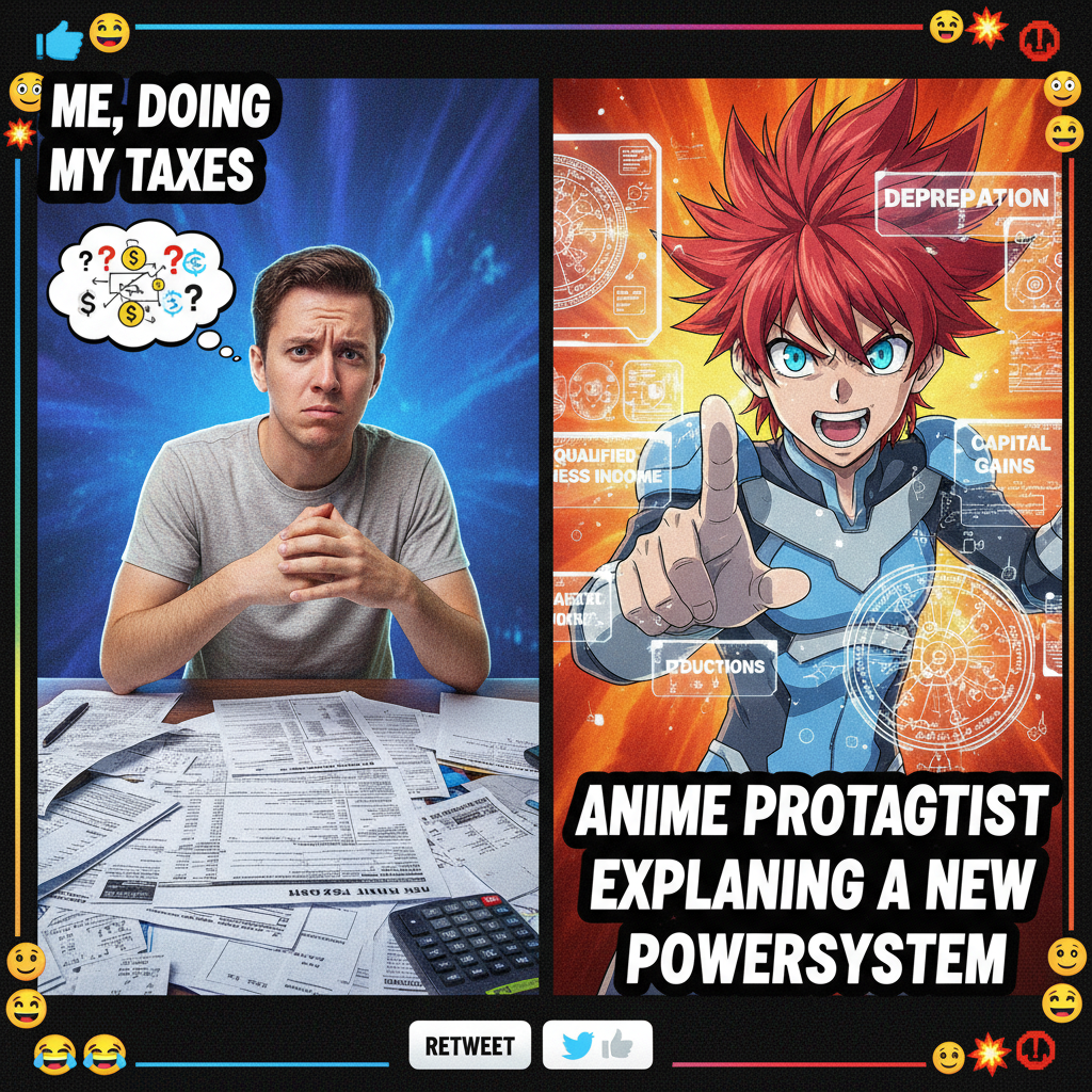 Me trying to understand taxes vs. an anime character explaining a complex plot twist.