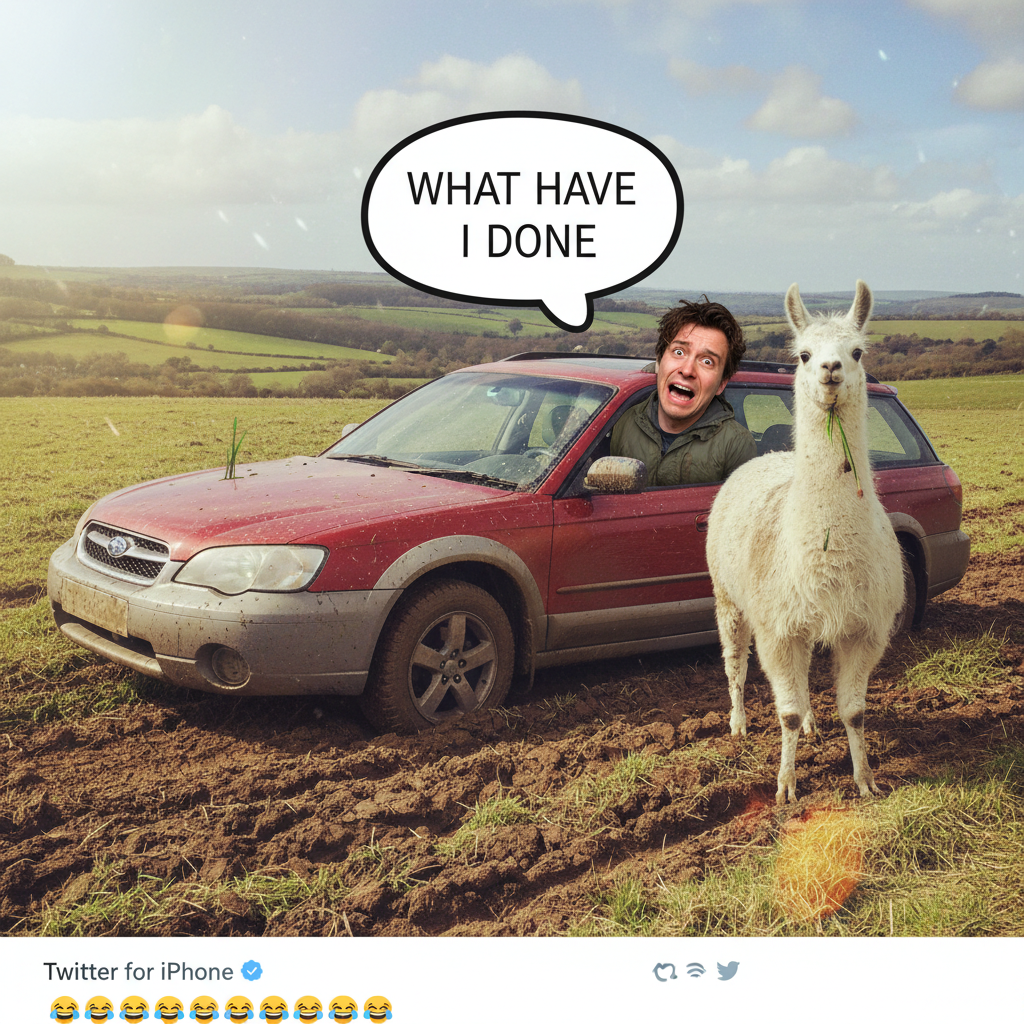 GPS said 'turn left.' I turned right. Now I'm in a field with a llama. Send snacks.