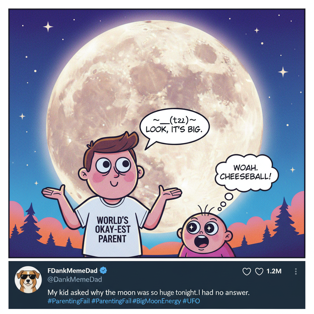 My kid just asked why the moon follows us. I said 'magic.' My parenting skills are peak.