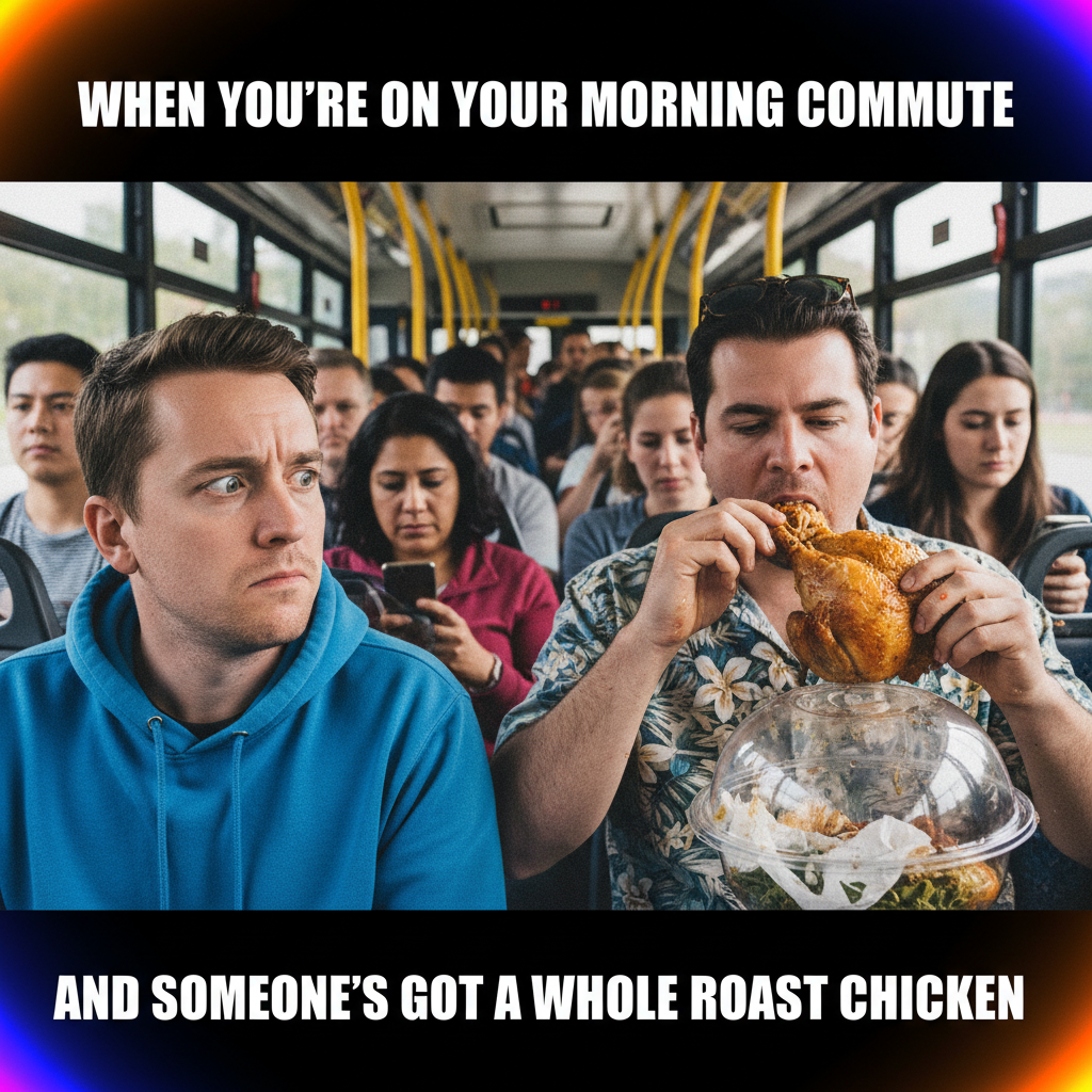 Just survived a public bus ride where someone was eating a whole rotisserie chicken. Respect.