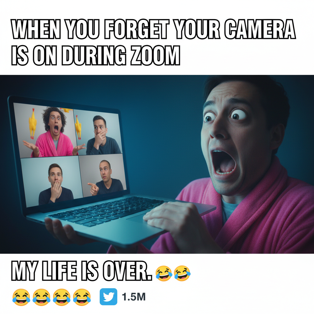 My mic was off, but my camera was on during that entire Zoom meeting. My coworkers saw *everything*. #ZoomFail