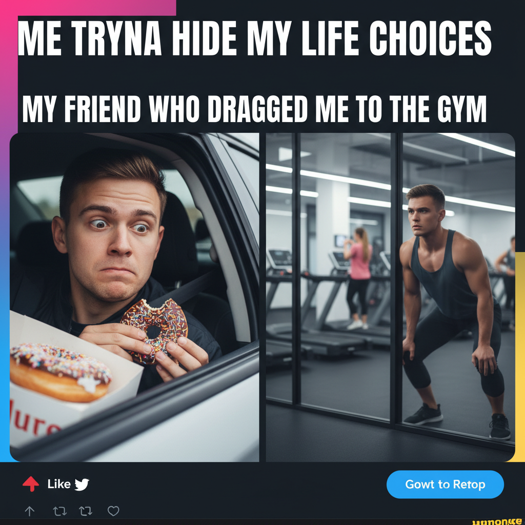 My 'gym buddy' just spotted me eating a donut in the parking lot. This is fine. I'm fine.