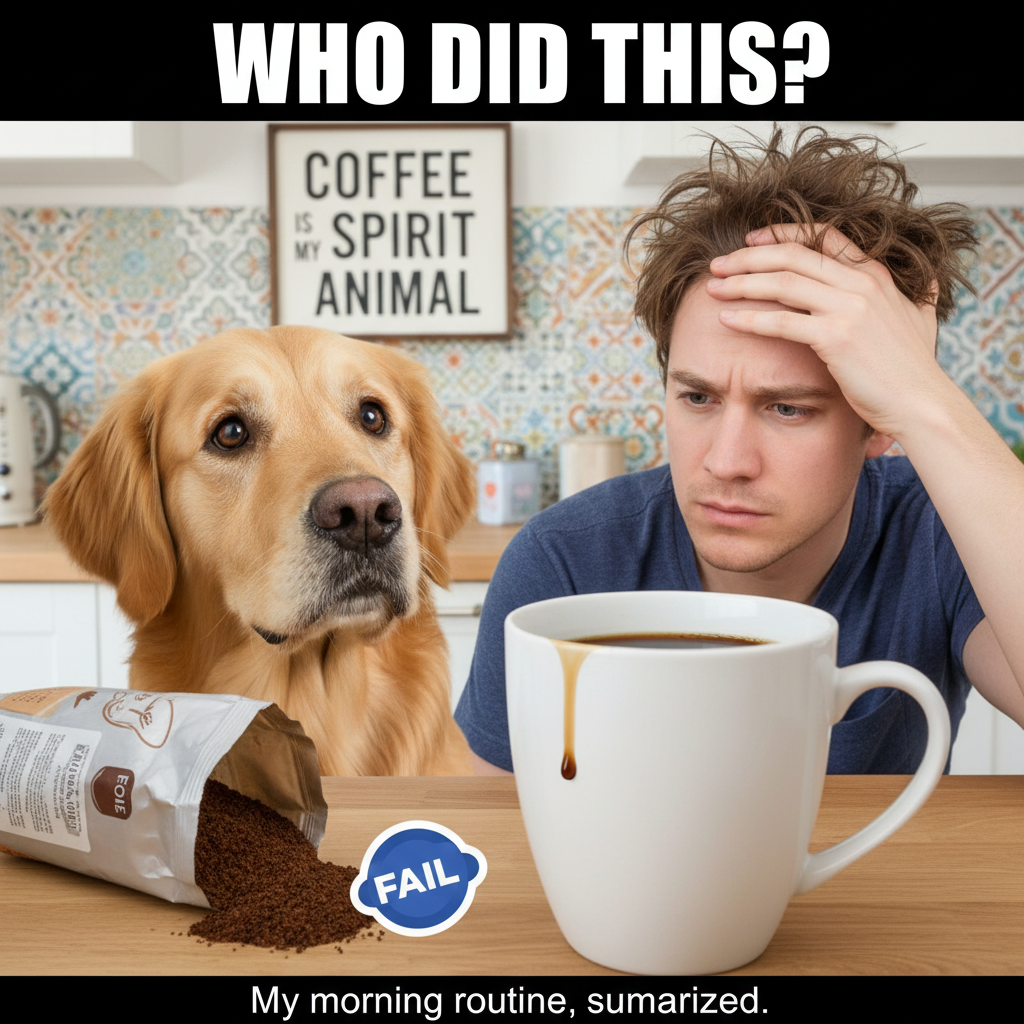 My dog just sneezed directly into my coffee. Guess it's his coffee now. ☕🐶