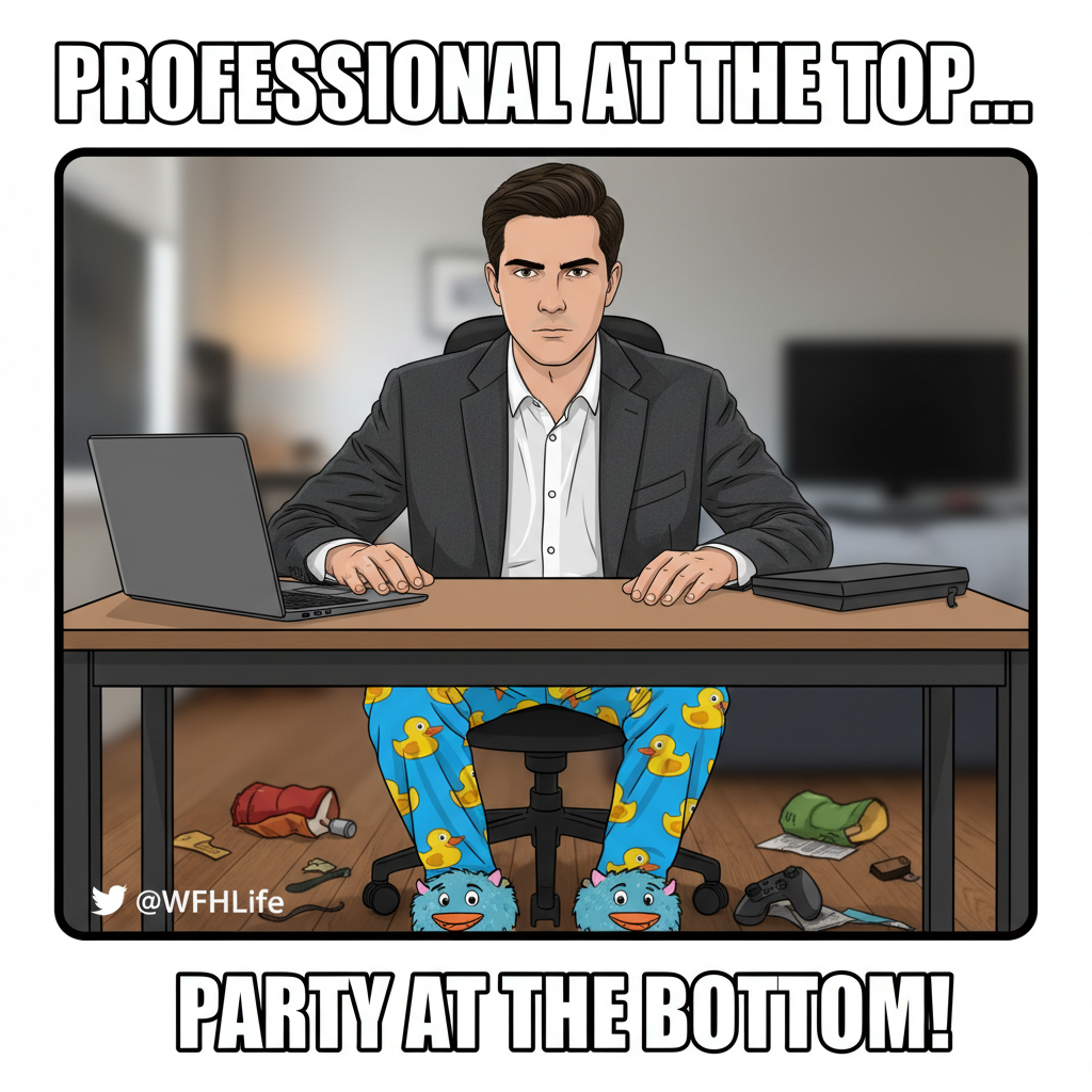WFH moment: Attended a meeting in a blazer and pajama bottoms. Productivity is a myth.