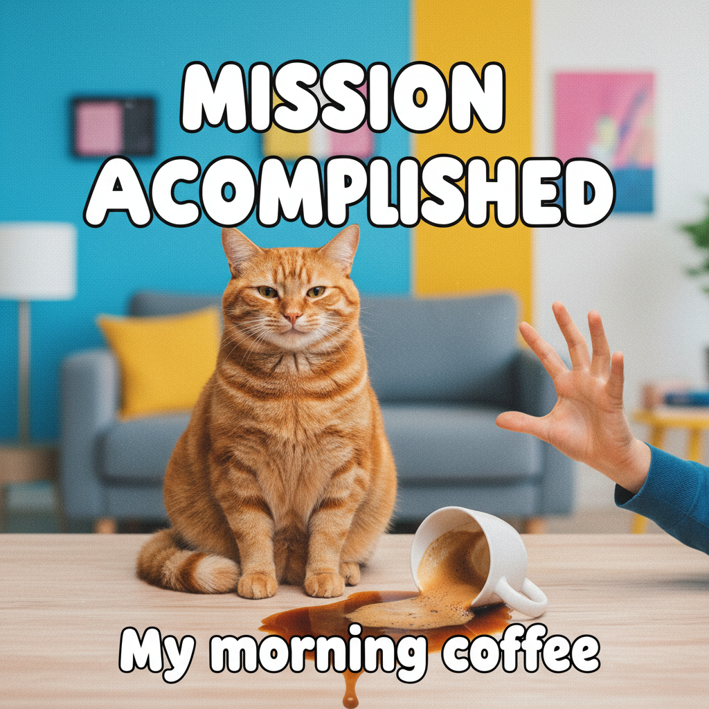 My cat just knocked my coffee over, stared me dead in the eye, and walked away. The audacity. #PetLife