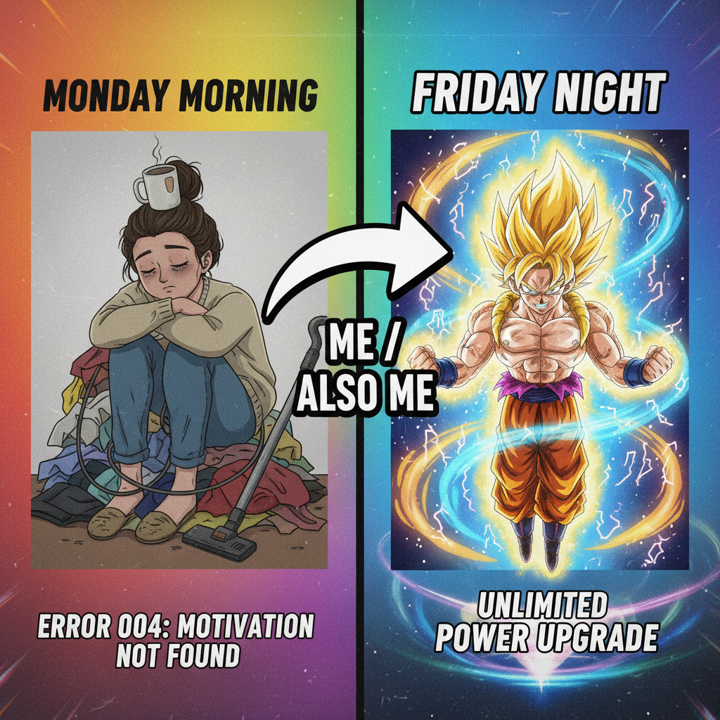 Me trying to adult vs. how I'd react in an anime. Why can't I just power up?! #AnimeIRL