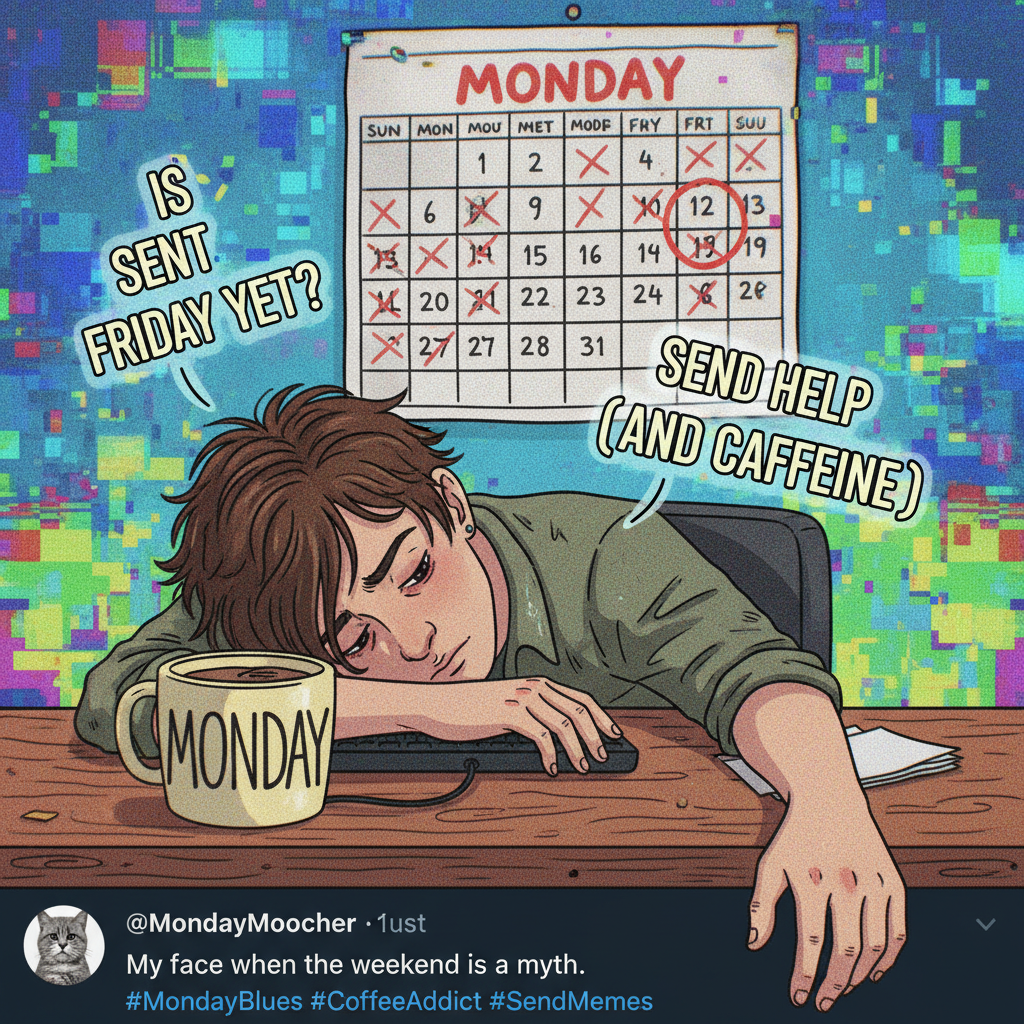 Monday morning: My soul is still in bed, but my body is pretending to adult. Send coffee, or a time machine.