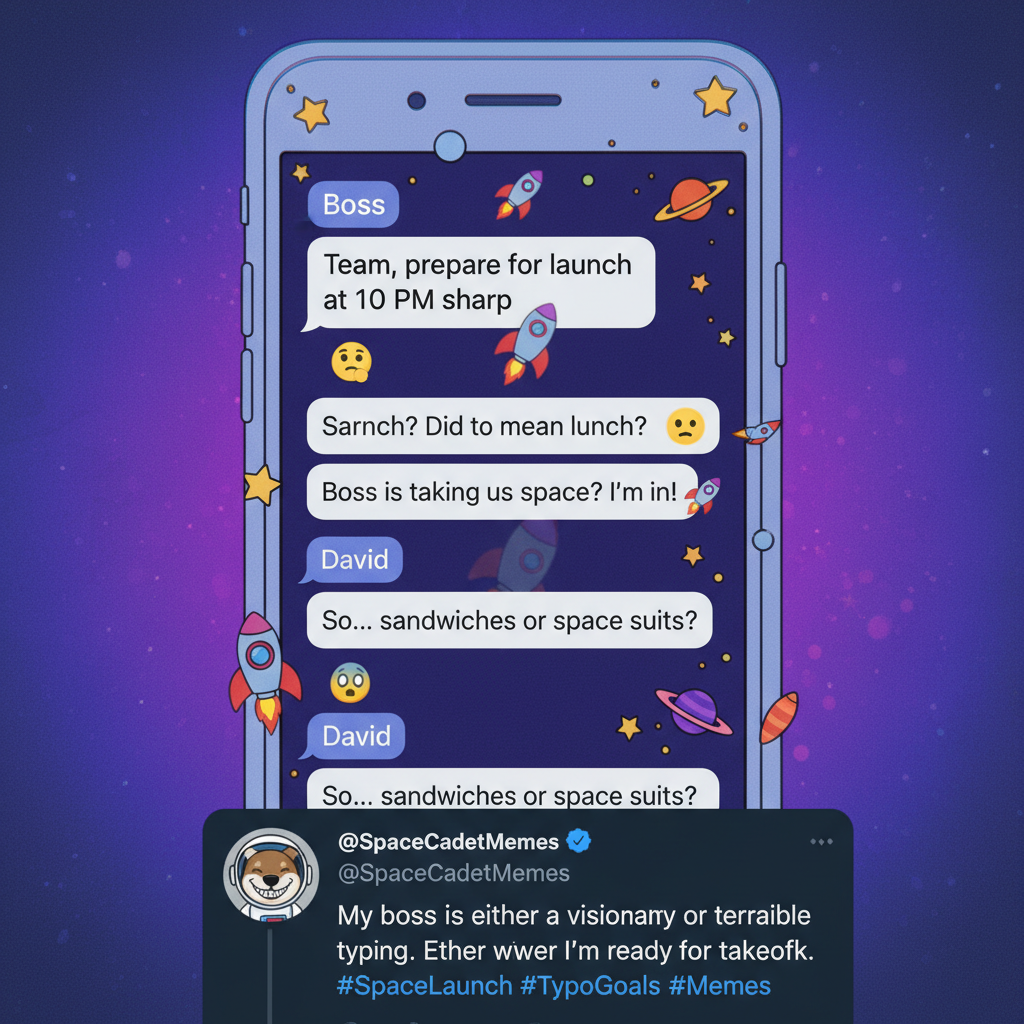 My phone autocorrected 'lunch' to 'launch.' Now my coworkers think I'm starting NASA.