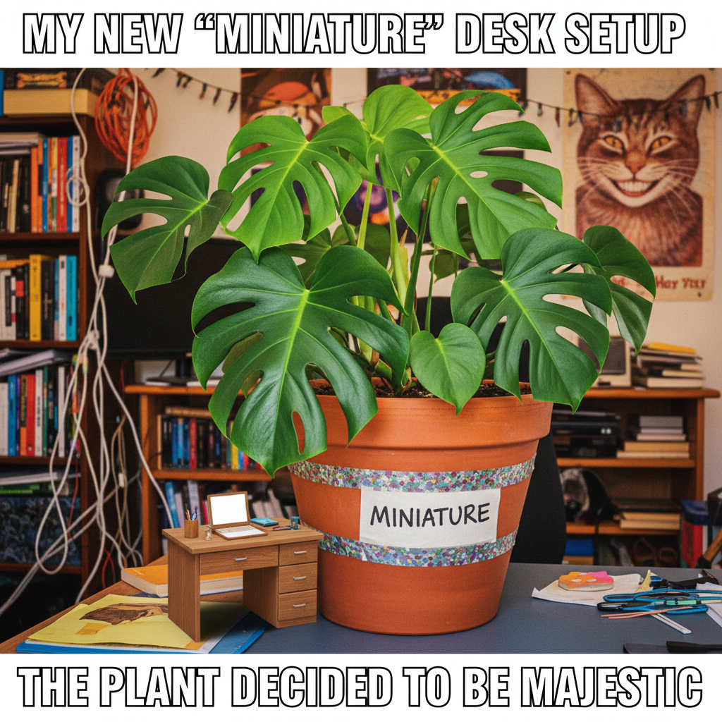 Ordered a 'miniature' desk plant. It's bigger than my actual desk. Send help.