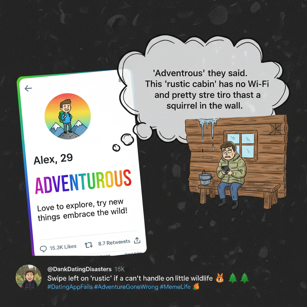 Dating apps: where 'adventurous' means 'will complain about anything less than a 5-star resort.'