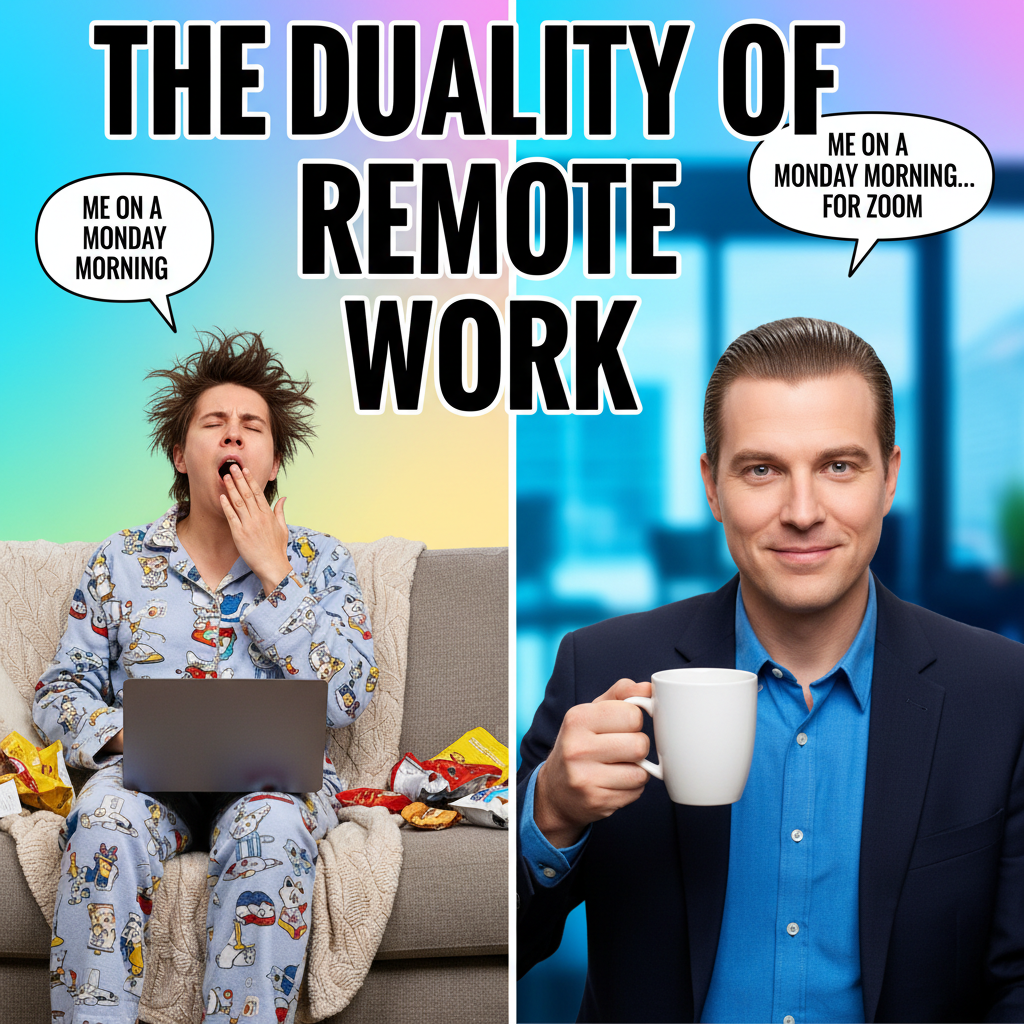 My 'work from home' outfit vs. my 'I have a Zoom call in 2 minutes' outfit.