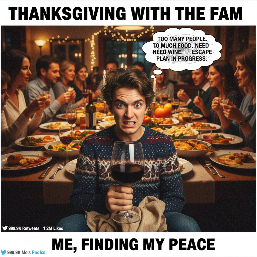 Aunt Carol just asked if I'm 'still single' for the 3rd time. Send wine and courage. #HolidayChaos