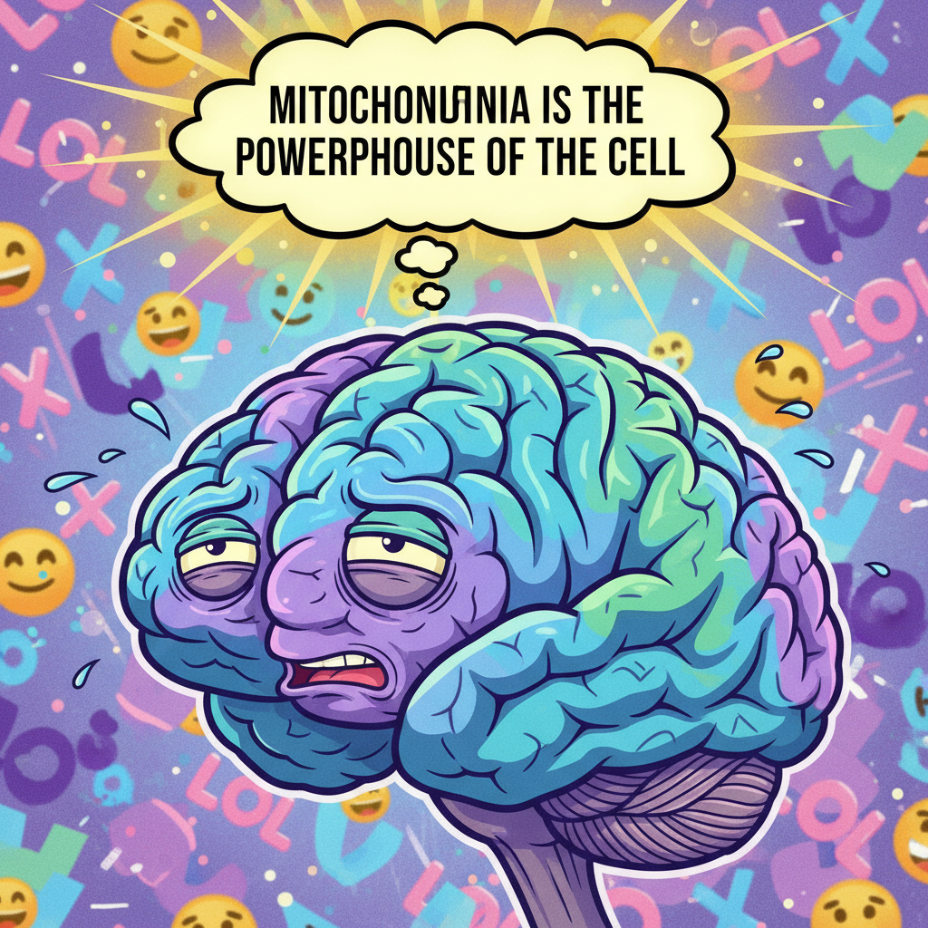 My brain during exams: 🧠💭 'The mitochondria is the powerhouse of the cell' and nothing else.