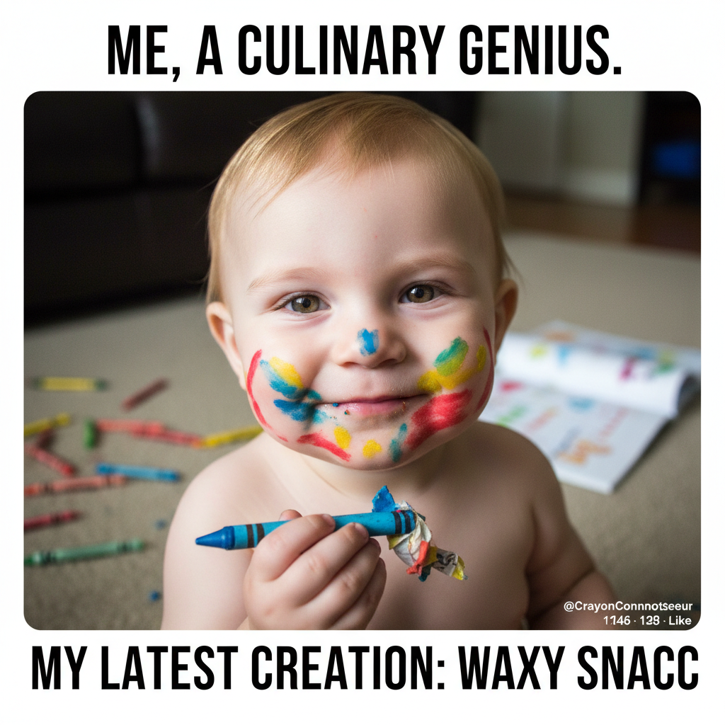 Just found my toddler eating a crayon. Send coffee & bail money.