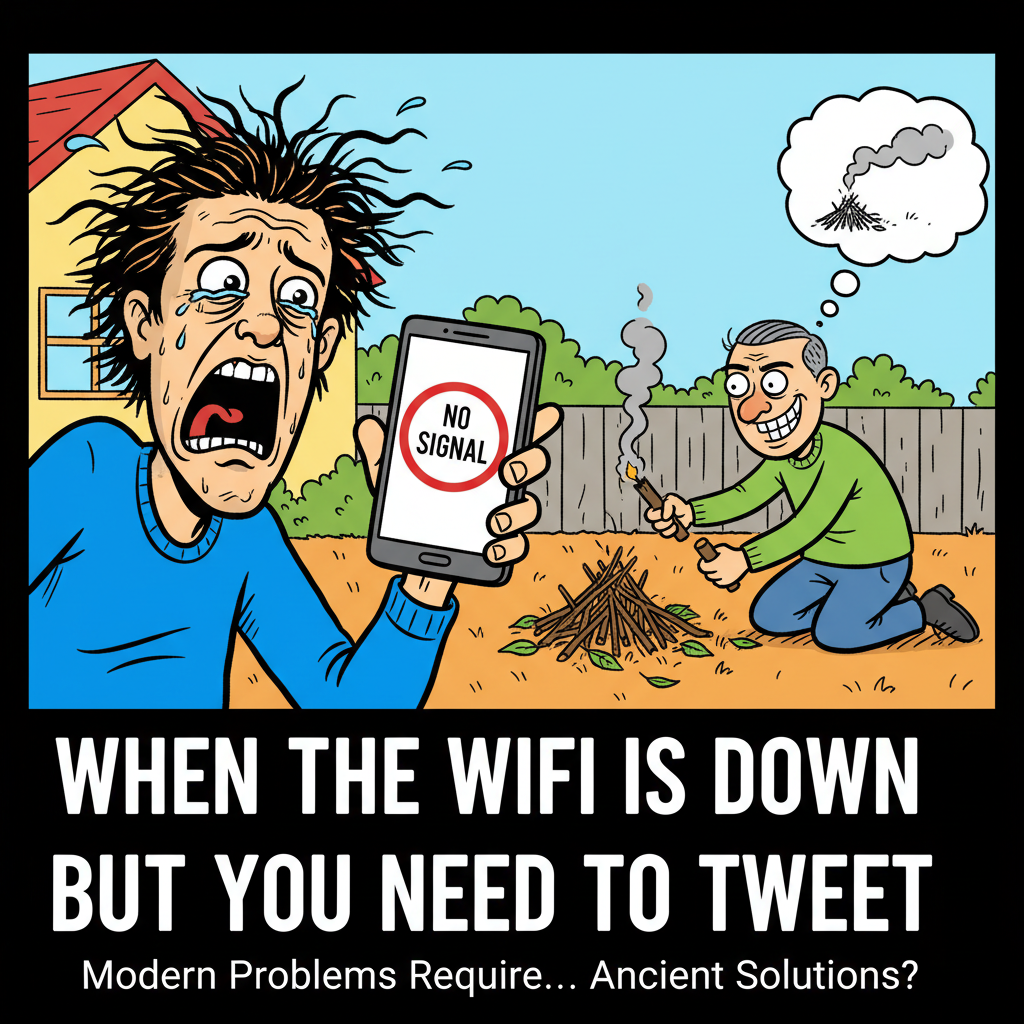 The wifi went down. I think I just saw my neighbor try to communicate via smoke signals.