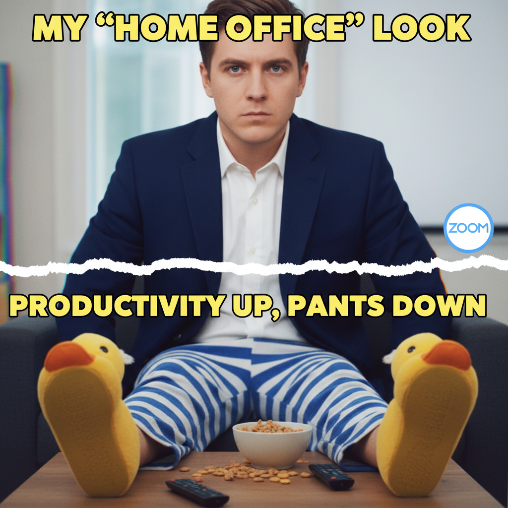 WFH dress code: Business on top, pajama party on the bottom. Don't zoom me unexpectedly!