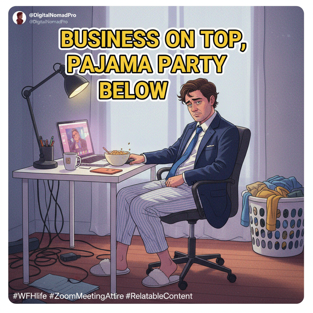 My 'work from home' uniform is 50% pajamas, 50% existential dread.