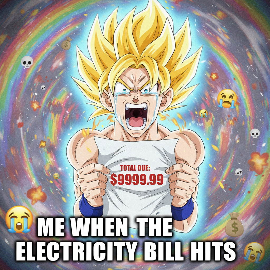 If I could react to my bills like an anime character, I'd be a super saiyan.