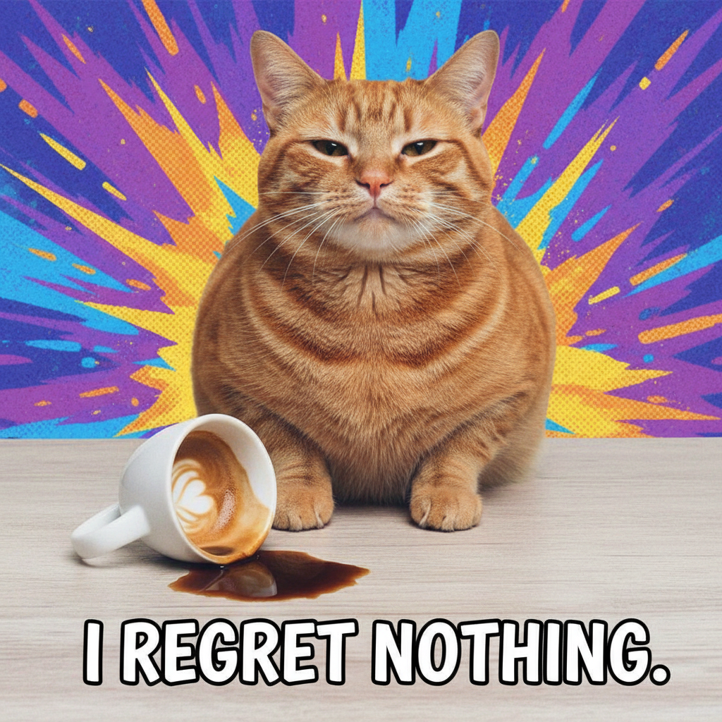 My cat just knocked my coffee over, then looked at me like *I* was the problem. 😒 #PetLife