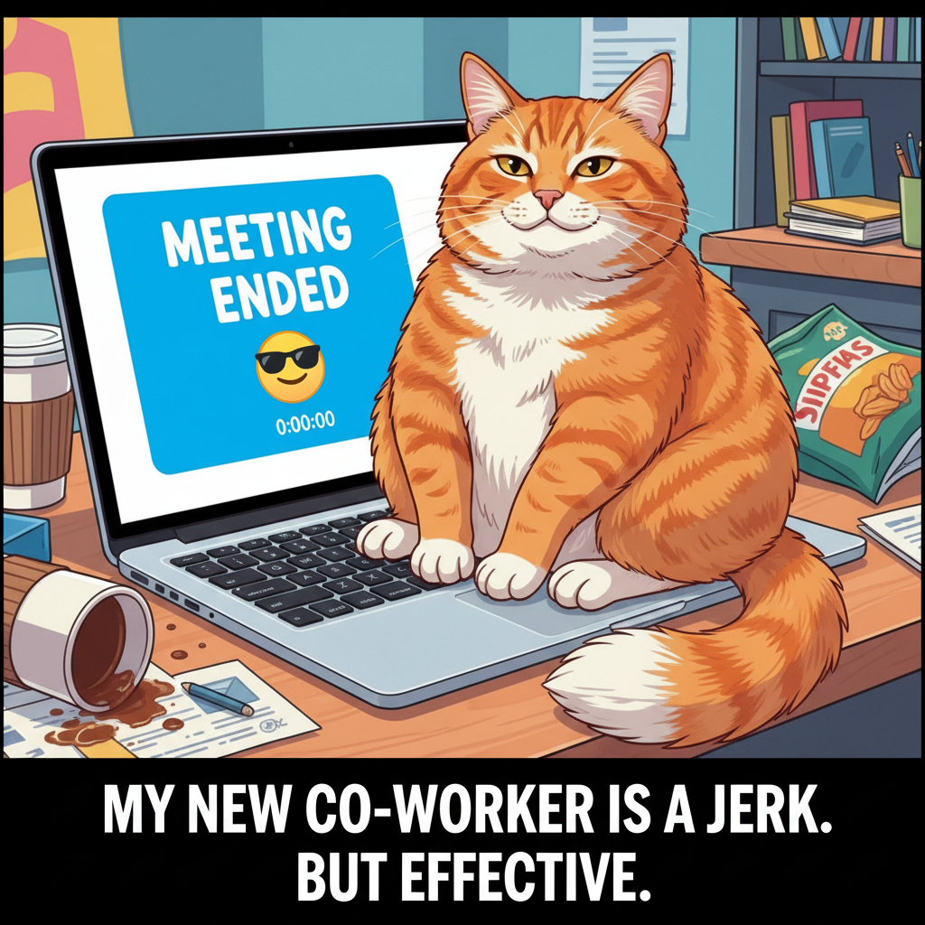 My cat just walked across my keyboard and somehow ended the Zoom call for everyone.