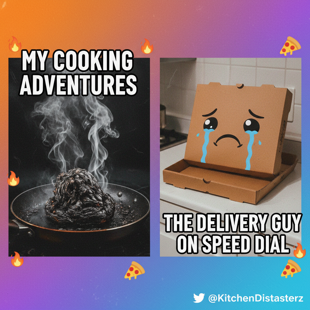 My 'gourmet' dinner turned into a charcoal briquette. Send pizza and condolences.