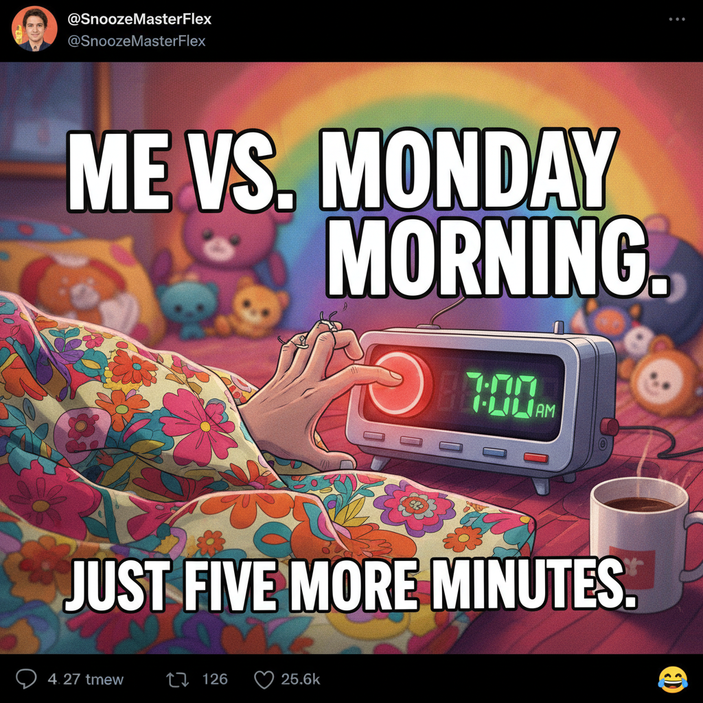 My Monday morning mood is currently 'still in bed, pretending it's Sunday.'