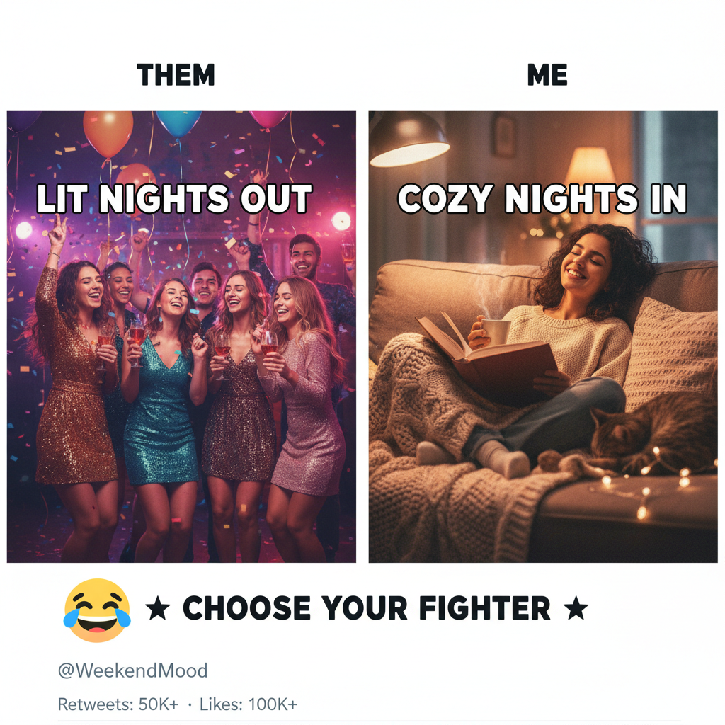 Extrovert: 'Let's go to 5 parties!' Introvert: 'My couch and I have plans.'