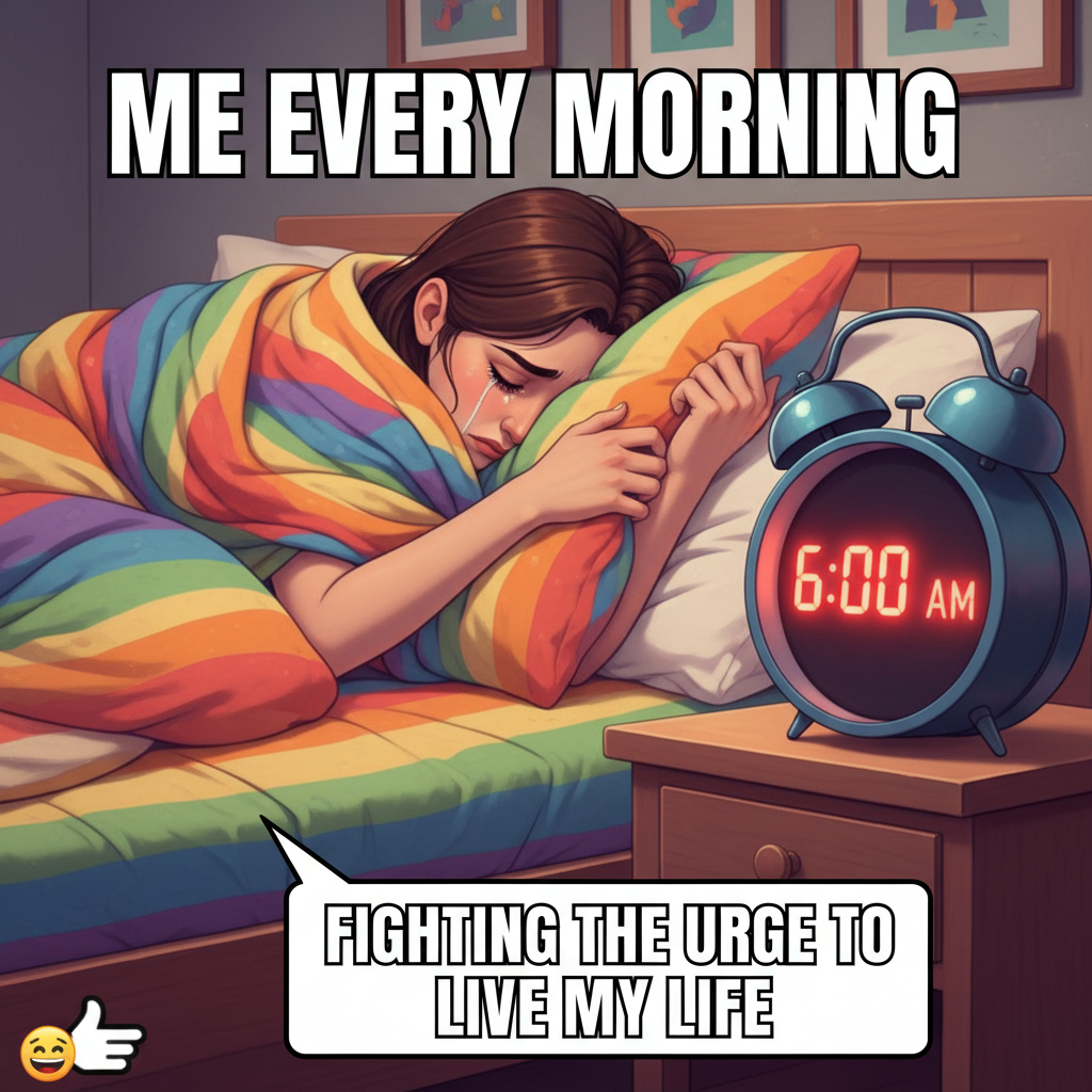 My bed on Monday morning: 'You can't leave me.' Me: 'I know, but I must.' 😭