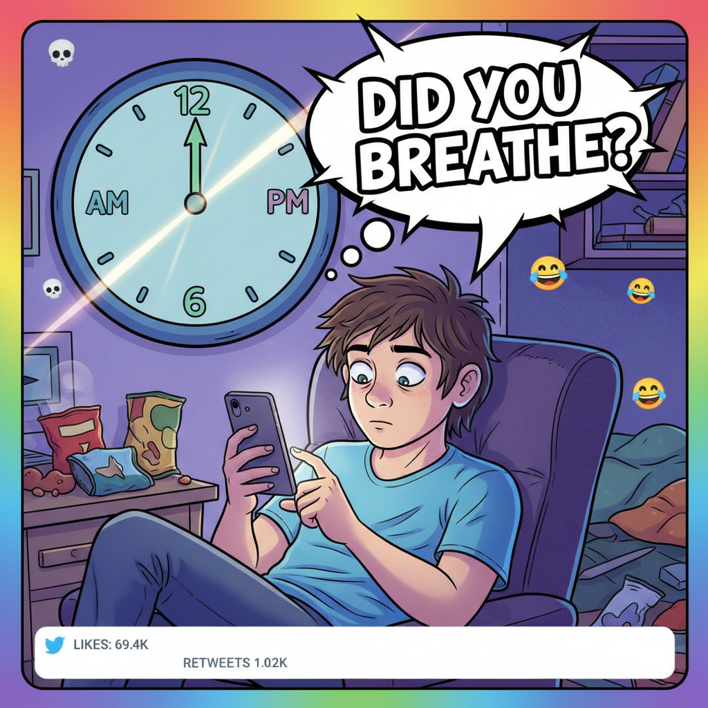 Me: 'Just gonna check Twitter for 5 mins.' *3 hours later* My brain: 'Did you breathe?'