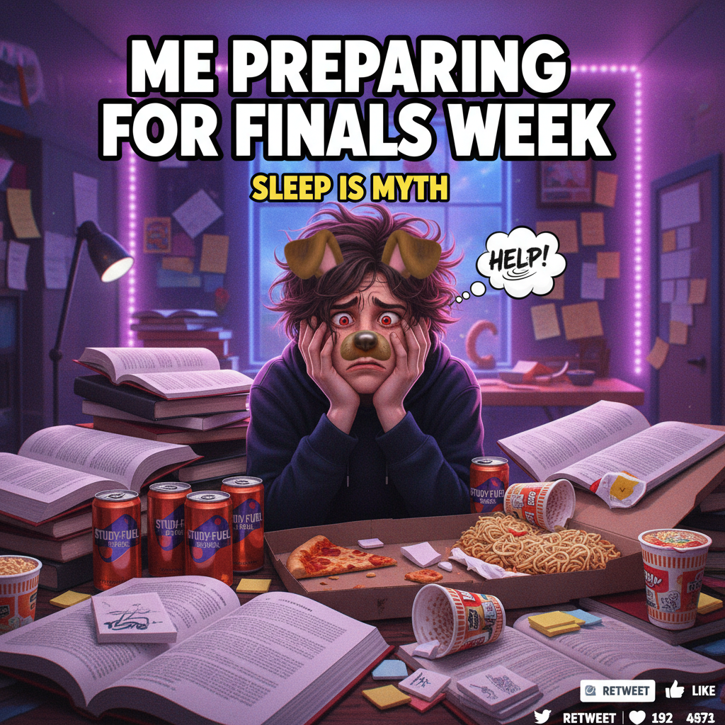 Exam season is just 90% panic, 10% actual studying, and 100% instant ramen.