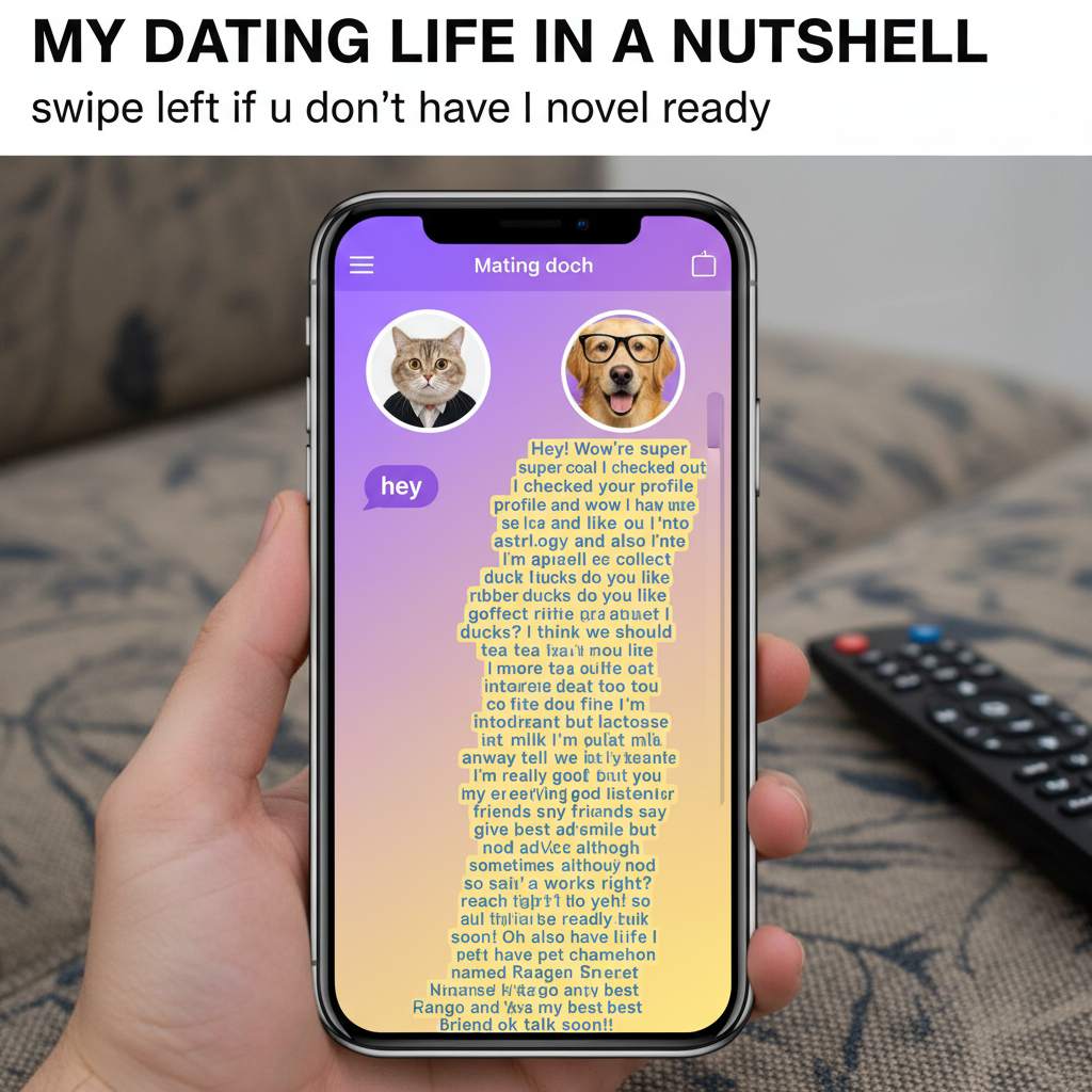 He sent 'hey'. I sent my entire life story. Dating apps are a wild ride. 🎢