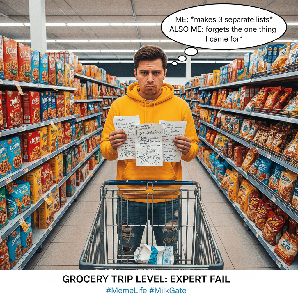 Adulting is just making 3 different grocery lists and still forgetting milk.