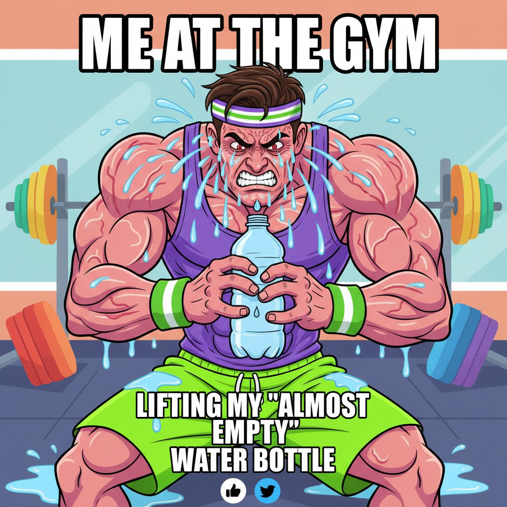 Me at the gym: 'I'm a fitness enthusiast!' Also me: *struggling to lift a water bottle*