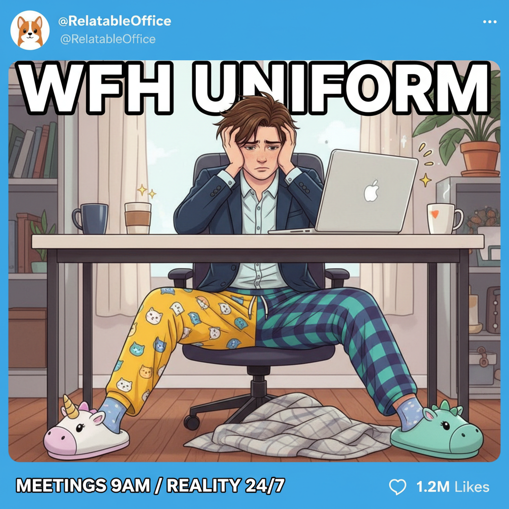 My 'work from home' uniform is 70% sweatpants, 30% existential dread.