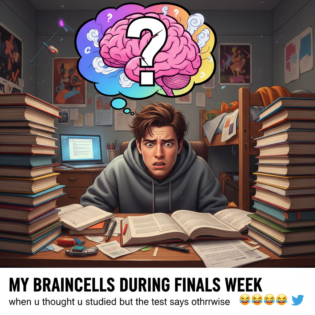 My brain during exams: 'The mitochondria is the powerhouse of the... wait, what's my name again?'