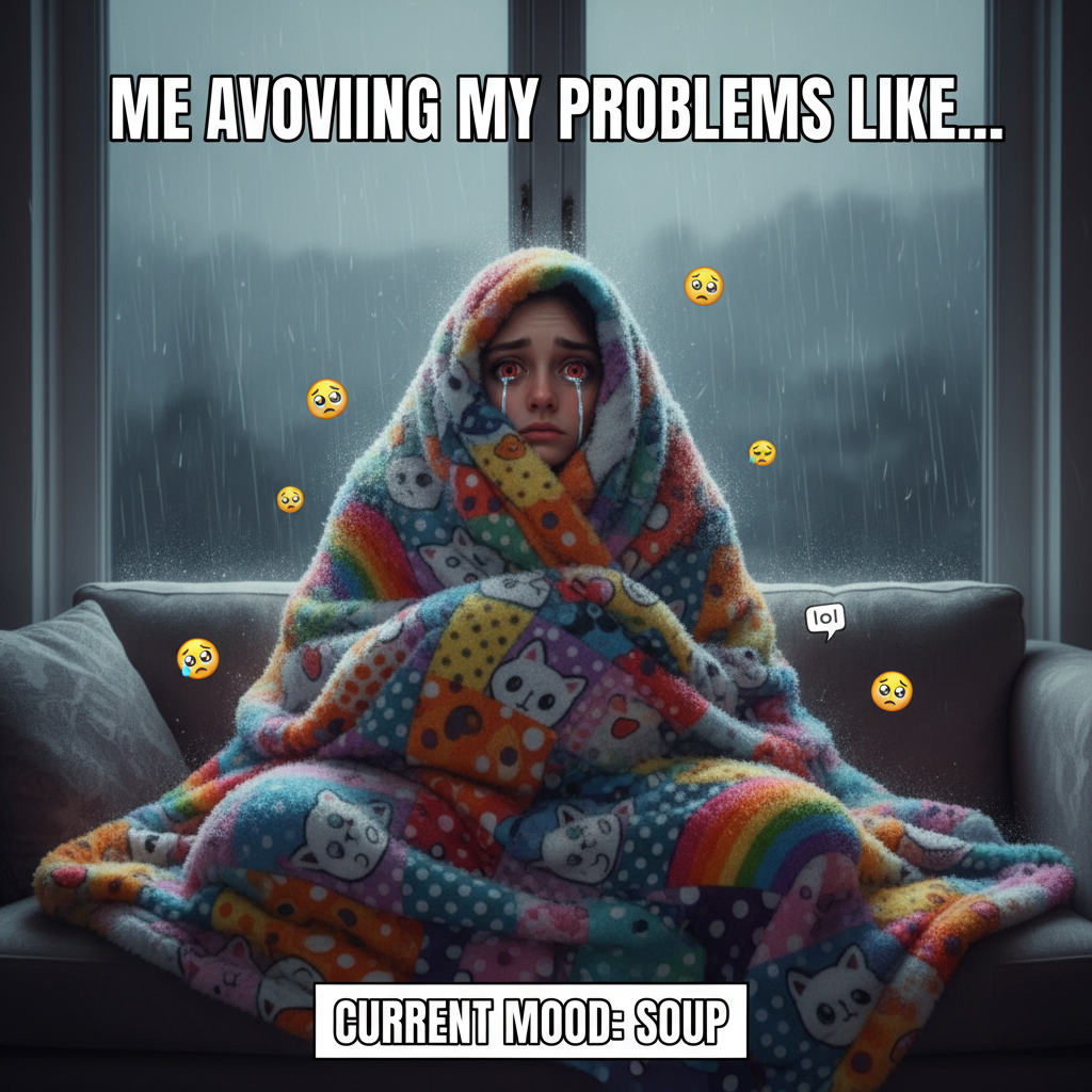 My therapist told me to embrace the season. So I'm embracing my blanket and crying. #SAD