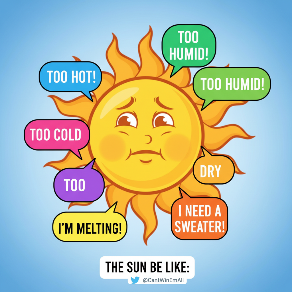 It's 70 degrees and sunny. Someone, somewhere, is complaining it's too hot. #Weather