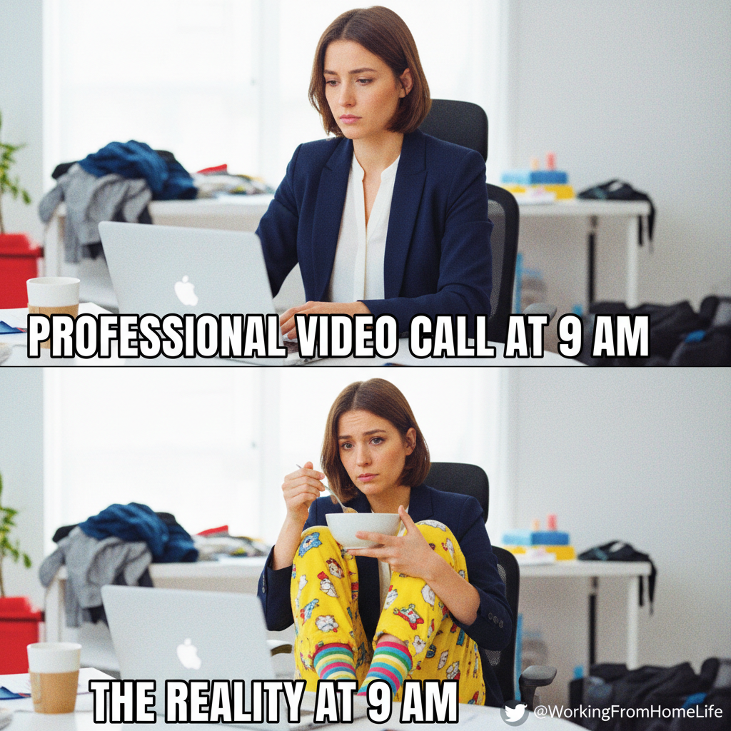 My 'work from home' outfit is 50% pajamas, 50% existential dread.