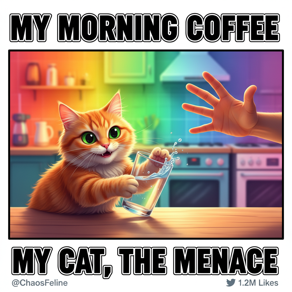 My cat just stared at me while knocking my water glass off the table. Power move.